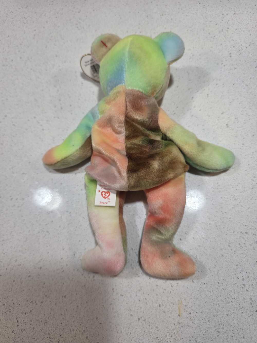 TY Beanie Baby Tie-Dye Peace Bear - Multicolor Plush Toy - Picture 7 of 8